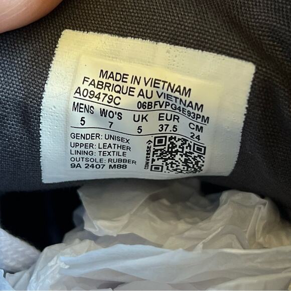 NEW Womens Size 7 Converse Chuck Taylor All Star Leather High Top Dark Grey Shoe - Picture 9 of 10